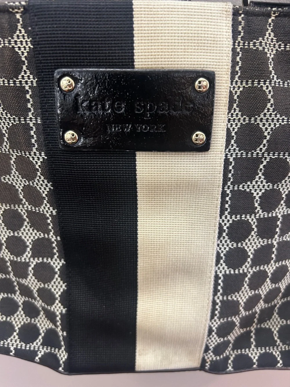 Kate Spade Geometric Black & White Stripe Classic Purse